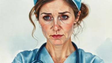 Vardiyalı çalışan hemşirelerin ruh sağlığı üzerindeki etkileri: Stres, yorgunluk ve tükenmişlik görseli.