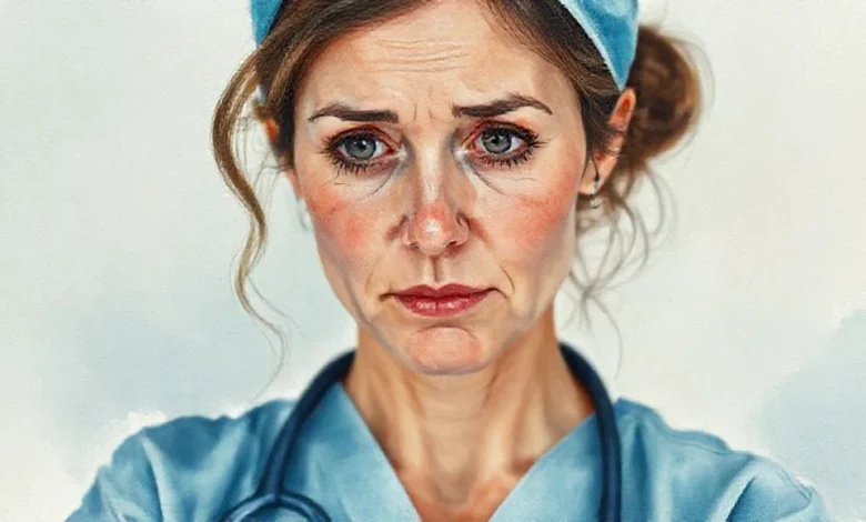 Vardiyalı çalışan hemşirelerin ruh sağlığı üzerindeki etkileri: Stres, yorgunluk ve tükenmişlik görseli.